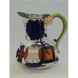 A ROYAL DOULTON OCTAGONAL JUG, early 20th Century, Japan pattern, zoomorphic handle, height 19cm