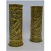 Image 1 : A PAIR OF WWII TRENCH ART VASES, sleeve shape, 'Bapaume' and 'Perroene 1919', height 23cm (2)  20