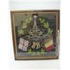 Image 1 : A WWII NAVAL SAMPLER, showing Dreadnought battleship, English and French flags on melton cloth, 4