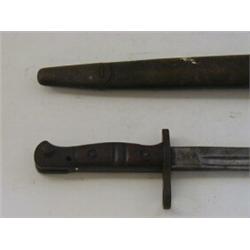 A USA BAYONET, 1917, leather scabbard, length 58cm  30-50