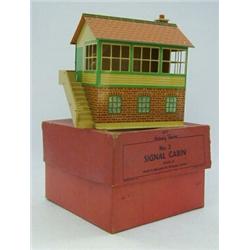 A BOXED HORNBY TRAINS SIGNAL CABIN NO 2, a Station No.3, Level Crossing No.1, Double Arm Signal N