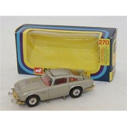 A BOXED CORGI TOYS JAMES BOND ASTON MARTIN, No.270, silver livery, fixed number plates, three fig