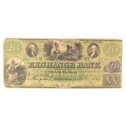 1859 $20 EXCHANGE BANK OF VIRGINA