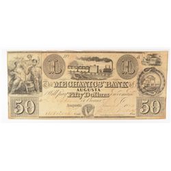 1854 $50 MECHANICS BANK OF AUGUSTA, GA