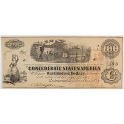 1862 $100 CONFEDERATE STATES OF AMERICA