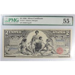 1896 $2 SILVER CERTIFICATE PMG 55 RARE