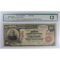 1902 $10 NATIONAL TROY, KS #8162 PMG 12 (RED SEAL)