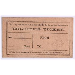 CIVIL WAR RAILROAD TICKET (VERY RARE)