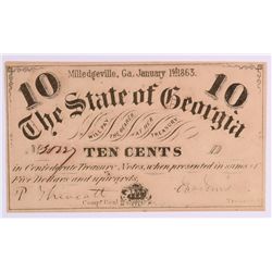 1863 TEN CENT STATE OF GEORGIA