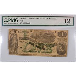 1862 $1 CONFEDERATE STATES OF AMERICA PMG 12 (RARE NOTE)