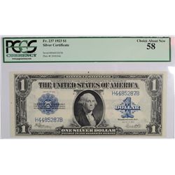 1923 $1 SILVER CERTIFICATE PCGS 58