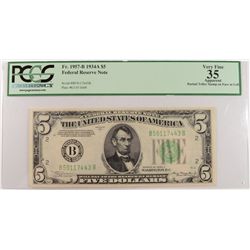 1934 $5 FEDERAL RESERVE NOTE PCGS 35 APPARENT