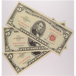 (3) $5 US NOTE (RED SEALS)