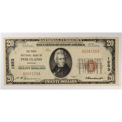 1929 $20 NATIONAL PORTLAND, OR #1553