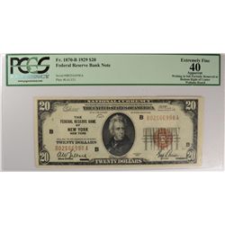 1929 $20 NATONAL NEW YORK, NY PCGS 40 APPARENT