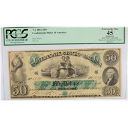 1861 $50 CONFEDERATE STATES OF AMERICA PCGS 45 APPARENT (RARE)