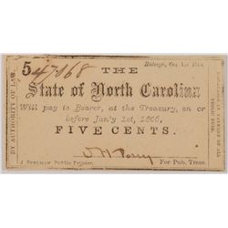 1861 FIVE CENT STATE OF NORTH CAROLINA CU