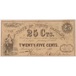 1862 TWENTY FIVE CENT STATE OF NORTH CAROLINA