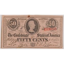 1863 FIFTY CENT CONFEDERATE STATES OF AMERICA