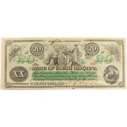 1873 $20 STATE OF SOUTH CAROLINA