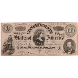 1864 $100 CONFEDERATE STATES OF AMERICA