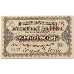 1876 US INTERNATIONAL EXHIBITION (PHILADELPHIA) RED OVERPRINT & BLUE SERIAL #