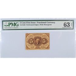 1862 FIVE CENT US FRACTIONAL CURRENCY PMG 63 NET