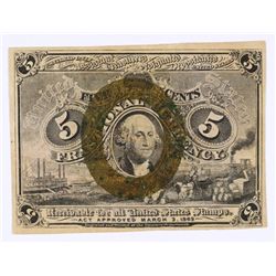 1863 FIVE CENT US FRACTIONAL CURRENCY VF/XF