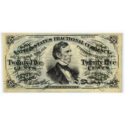 1863 TWENTY FIVE CENT US FRACTIONAL CURRENCY CH CU