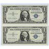 Image 1 : (2) 1957 $1 SILVER CERTIFICATES CH CU'S