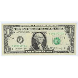 1969 $1 FEDERAL RESERVE NOTE (MINT ERROR-WET TRANSFER)