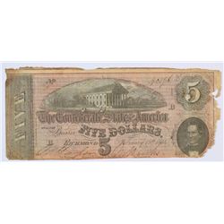 1864 $5 CONFEDERATE STATES OF AMERICA