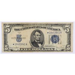 1934 $5 SILVER CERTIFICATE (STAR) VF