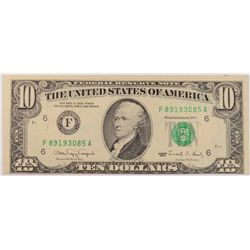 1990 $10 FEDERAL RESERVE NOTE (MINT ERROR-OFF CENTER)