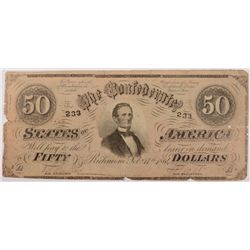 1864 $50 CONFEDERATE STATES OF AMERICA