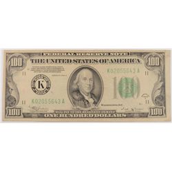 1934 $100 FEDERAL RESERVE NOTE (DALLAS, TX)