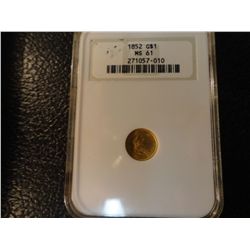 1852 GOLD $1.00 NGC MS-61