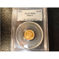 1873 GOLD $2.50 PCGS MS 63