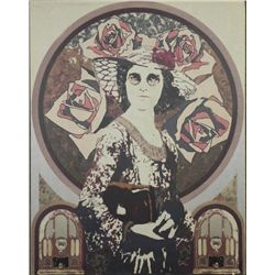 John Asquith Signed Art Print Rose Cascade 1920s + 60s