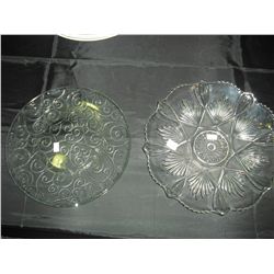 2 Pressed Glass serving plates