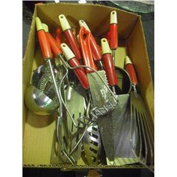 Vintage Red Handles Kitchen Utensils