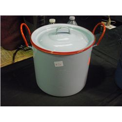 Pale Blue and Red Enamel ware Pot