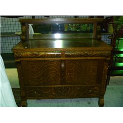 Oak Buffet w/ Back Mirror