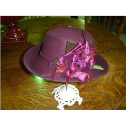 Burgandy Hat w/Velvet Flower (unmarked)