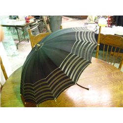 Vintage Umbrella Black w/Gold Stripes