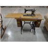 Image 1 : Singer tredle sewing maching, oak stand