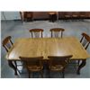Image 1 : Dining table, possibly maple, 6 chairs, 63" x 42", 20" leaf, excellent condition!