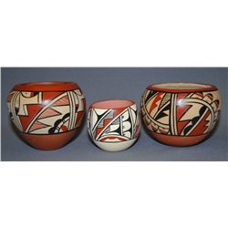 THREE JEMEZ POTTERY BOWLS