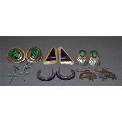 SIX PAIRS OF PUEBLO EARRINGS