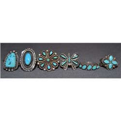 SIX NAVAJO/ZUNI RINGS